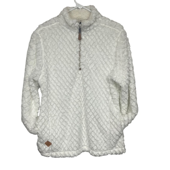 SIMPLY Southern Faux Fur Popcorn Puff 1/4 Zip Pullover Sweater, White, Small - Picture 9 of 9